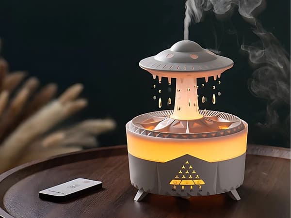 Luftfuktare aromadiffuser 350 ml RGB LED med fjärrkontroll vit