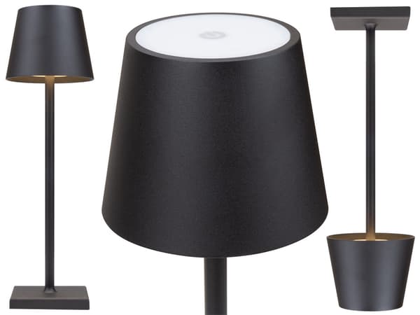 LED-pöytälamppu 3W kosketus, 3 valotilaa, musta, USB-C-kaapeli