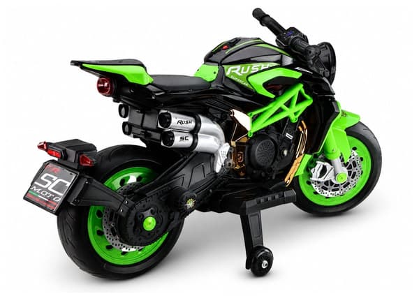 Batteridriven barnmotorcykel med LED-hjul grön XW-07