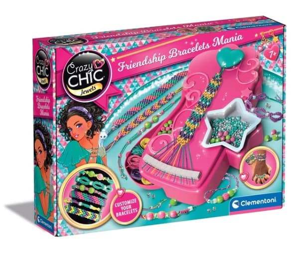 Armbåndssæt til børn 7+ med væveramme, perler og tråde