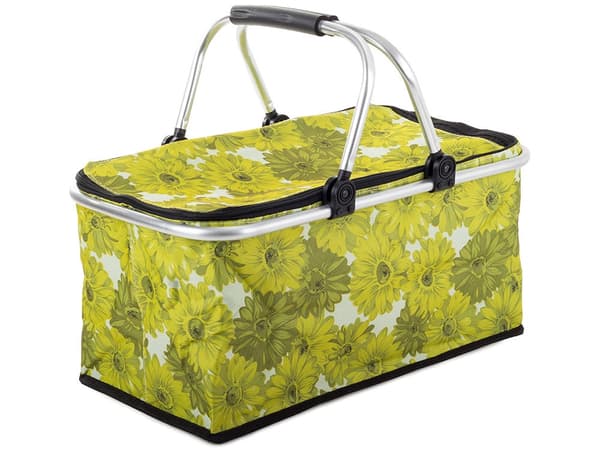 Termokurv foldbar 48x28x22 cm grøn blomster med lynlås