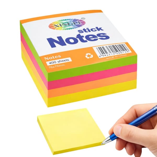 Sticky notes 76x76 mm 400 blad/block assorterade färger 1 st