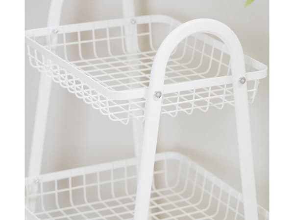 Rullvagn 3 hyllplan metall vit med hjul 78x40x32 cm