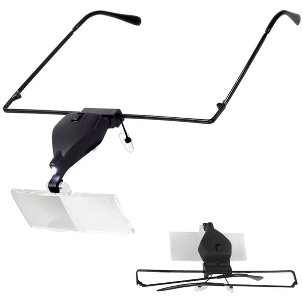 Pannlupp med LED 3 linser 1,5x/2,5x/3,5x svart