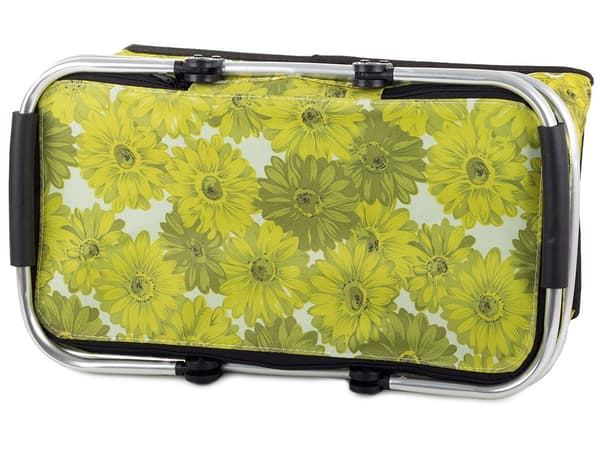 Termokurv foldbar 48x28x22 cm grøn blomster med lynlås