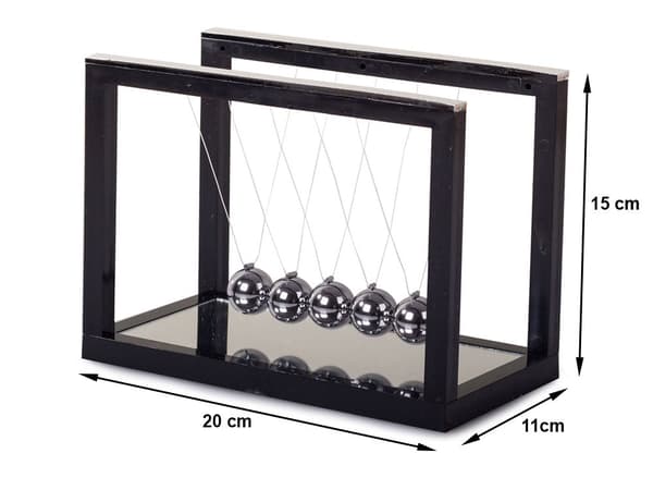 Newtons pendul 5 kugler med spejlbase 15 cm