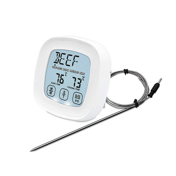 Digital stektermometer med touchscreen och probe 120 cm vit