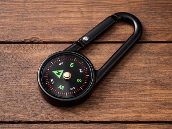 Karbinhakekompass med analog termometer -20 till 50°C svart