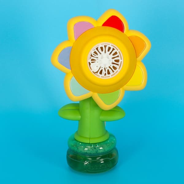 Sæbeboblemaskine blomsterform grøn med lys, genopladelig USB, 3+