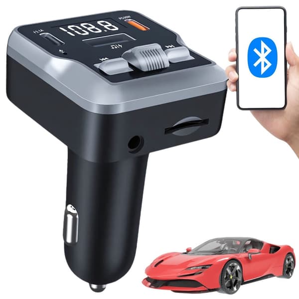 FM-sändare Bluetooth 5.3 för bil med USB-C PD 30W och 3,1A
