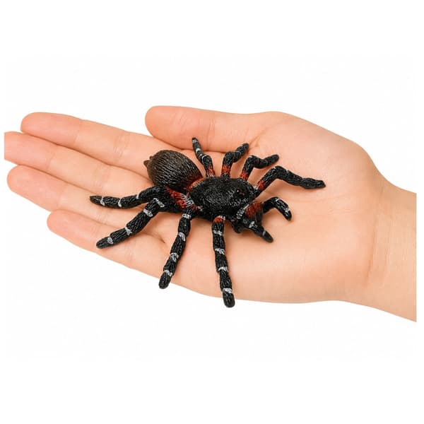 Spindelfigur tarantula i TPR-gummi 9x10 cm svart/röd
