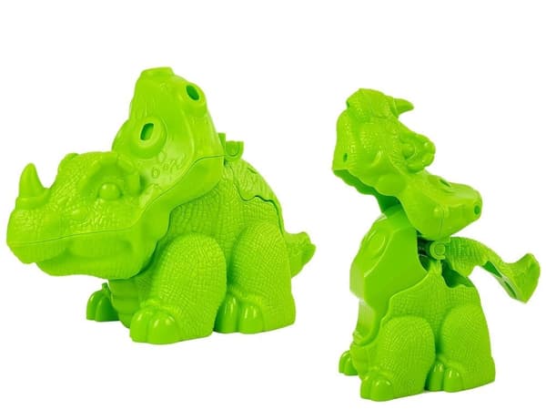 Lekdegset dinosaurier med vulkan och bord, 4 färger, 3+ år