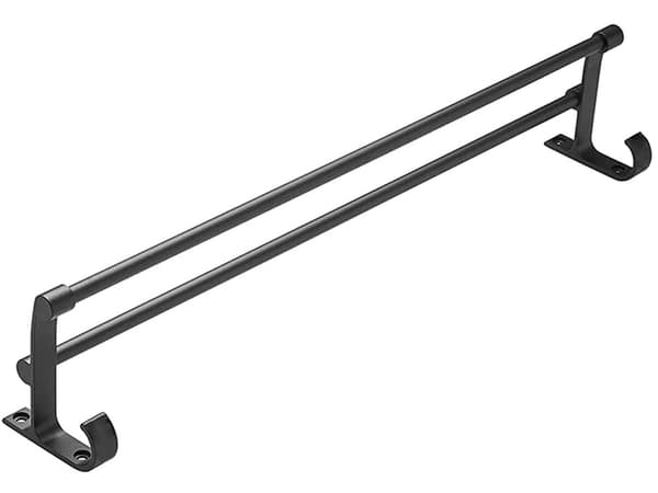 Dobbelt håndklædeholder vægmonteret sort 2 arme 24 cm