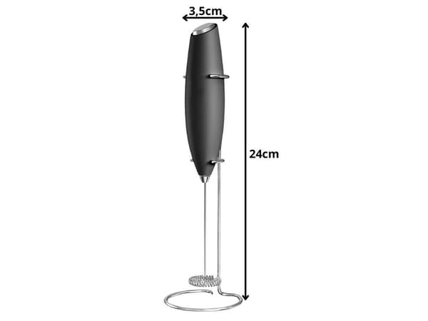 Mælkeskummer batteridrevet med stativ 24 cm sort
