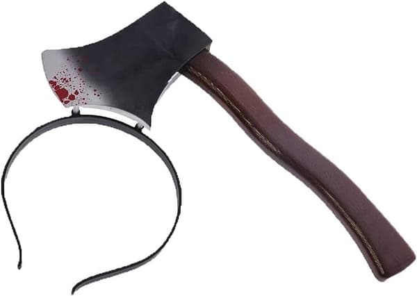 Halloween-hårbøjle med økse plast brun one size 27 cm