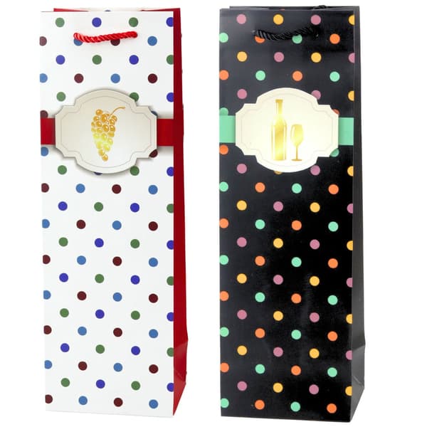 Viinipaperipussi pilkuilla 35x12x9 cm pullolle, 12-pack