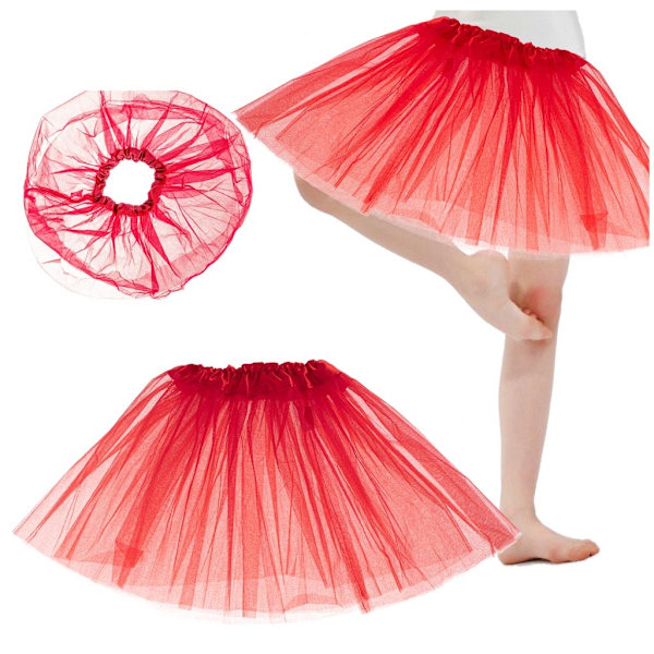Tylskørt tutu barn rød 3-lags polyester 29 cm Red