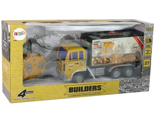 Fjärrstyrd bygglastbil 1:24 gul med ljus, 25 cm, 3+ år