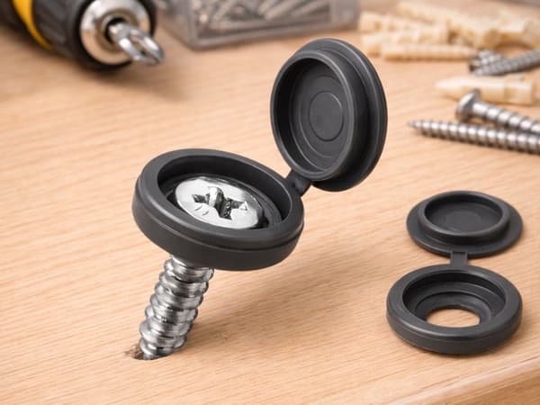 Skruvskydd täckpluggar plast mörkgrå 13 mm 100-pack
