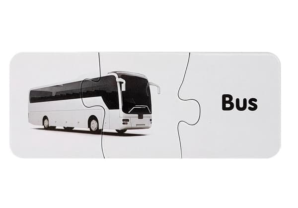 Transportpuslespil til børn 3+ med engelske ord, 10 forbindelser
