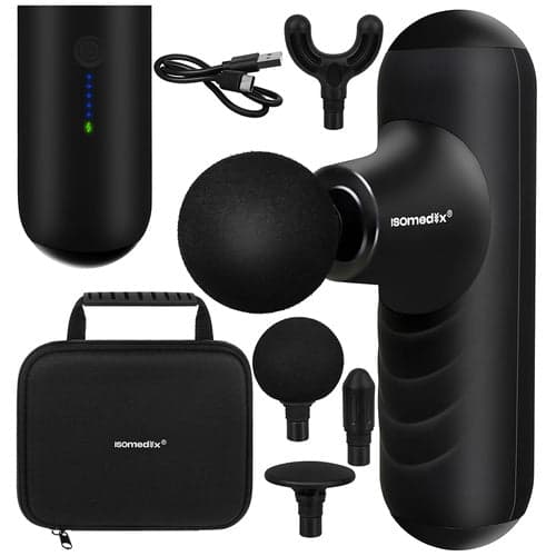 Massagepistol mini 5 niveauer 4 hoveder 5000 mAh USB-C Isomedix