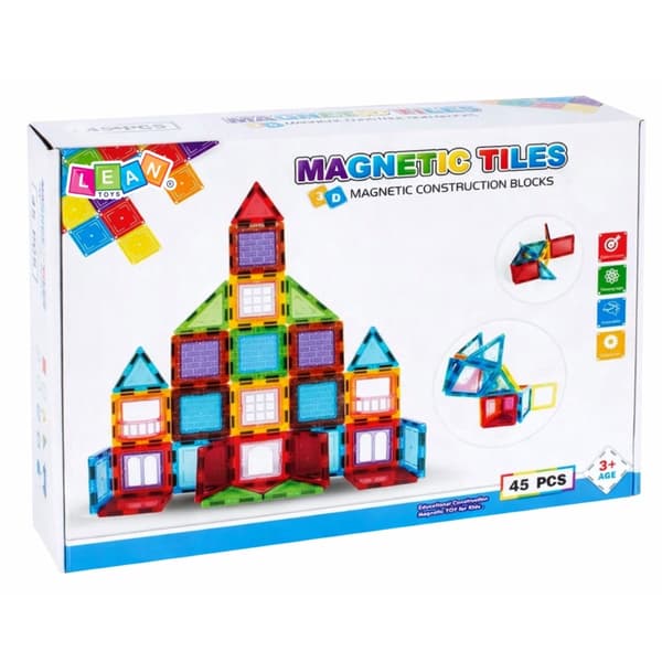 Magnetiske byggeklodser 3D 45 dele med idébog