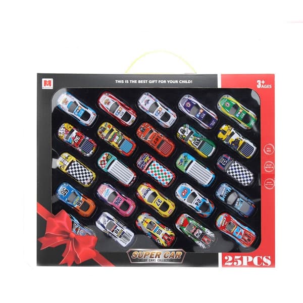 Motoriserede legetøjsbiler sæt 25-pack metal/plast 7 cm