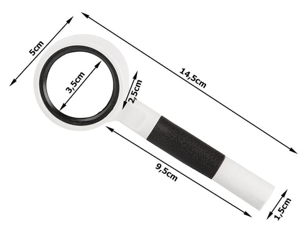 Forstørrelsesglas 16x med glaslinse 35 mm sort/hvid