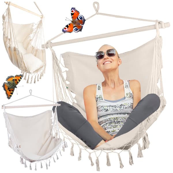 Riipputuoli (hammock chair) puuvilla/polyesteri puutangolla 90 cm