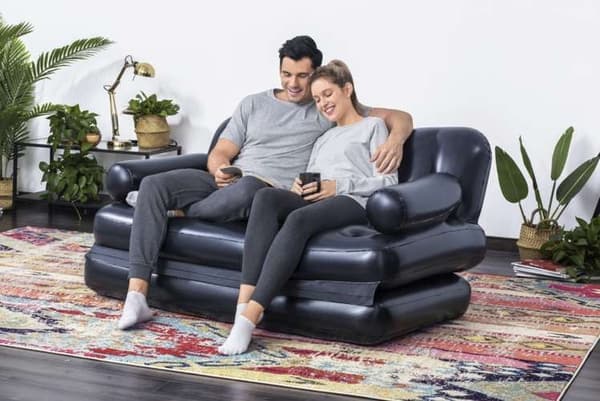 Uppblåsbar fällbar bäddsoffa 2-sits PVC 188x152x64 cm