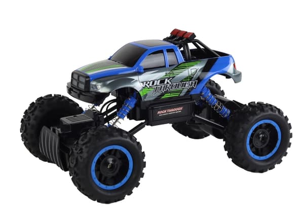 Fjernstyret offroadbil 1:14 4x4 2,4GHz blå inkl batteri & oplader