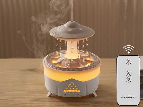 Luftfuktare aromadiffuser 350 ml RGB LED med fjärrkontroll vit