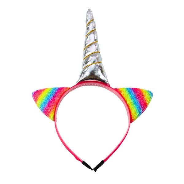 Unicornhorn-hårband och stjärnstav set för barn, regnbåge glitter