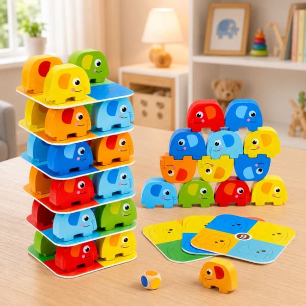 Balansspel Balancing Elephants skicklighetsspel 46 delar, 2+ spelare