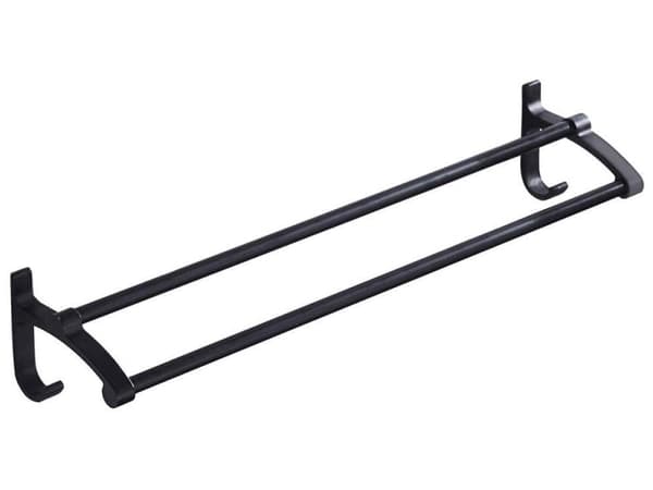 Dobbelt håndklædeholder vægmonteret sort 2 arme 24 cm