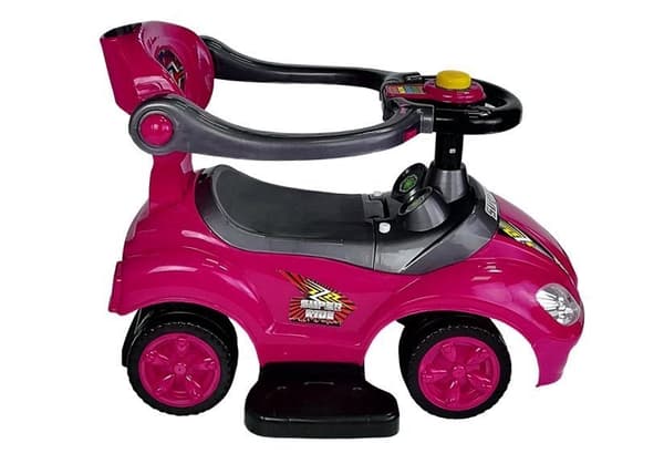 3-in-1 ajettava auto lapsille, vaaleanpunainen