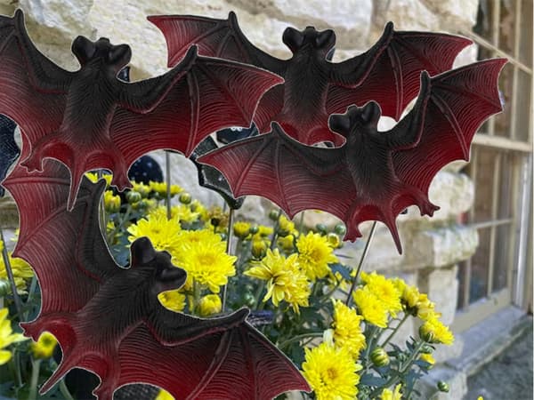 Halloween fladdermöss dekoration 4-pack gummi/plast brun-svart 10 cm
