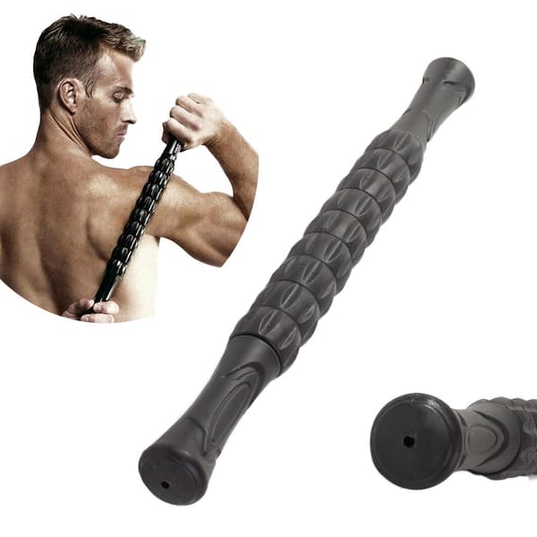 Massage roller med 9 rullar för rygg/ben plast svart 42 cm
