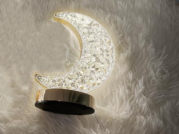LED natlampe måneformet RGB med touch USB-C genopladelig 18 cm