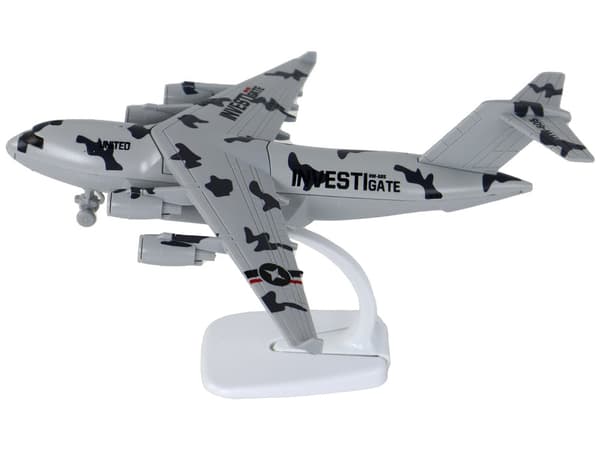 Militærflyvemaskine legetøjsmodel 22 cm med lyd/lys, friktionsdrift