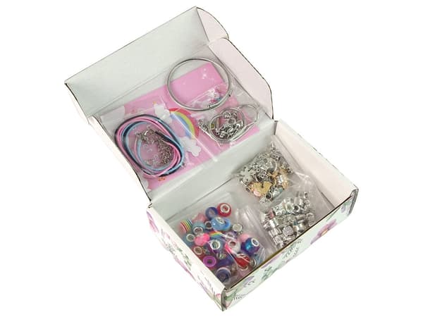 Armbåndssæt til børn 3+ med snore, kæder og 90 perler