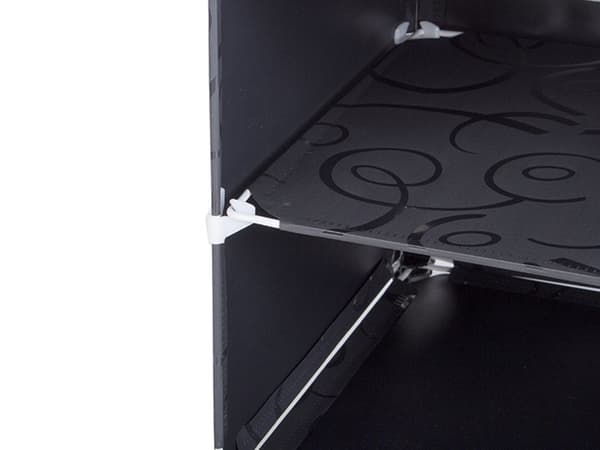 Modulaarinen kenkäkaappi 6 hyllyä 3 segmenttiä musta läpinäkyvin ikkunoin