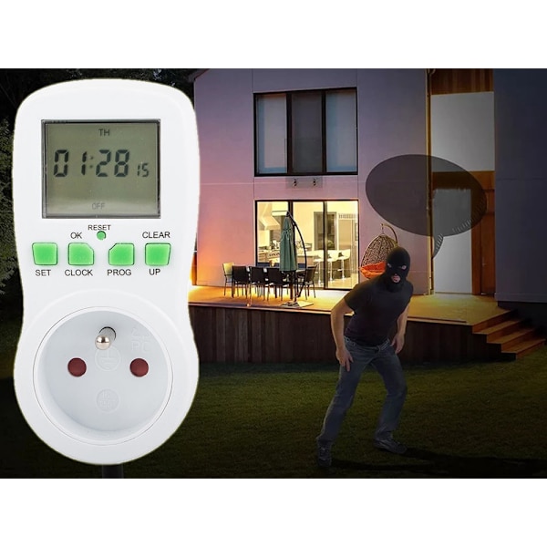 Digital timerkontakt 230V 16A 3680W LCD 16 program nedräkning