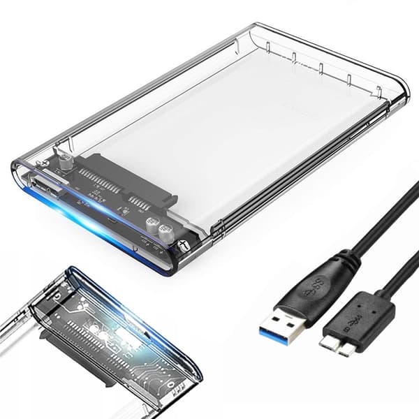 Hårddiskkabinett 2,5 SATA till USB 3.0 transparent med USB-kabel