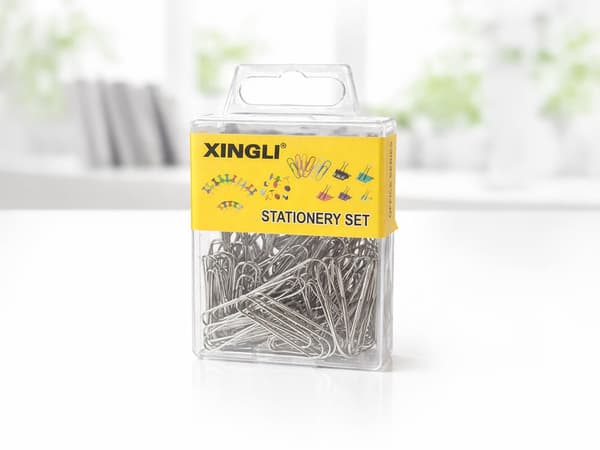 Metalliset paperiliittimet silver 70 st, 3,1x0,7 cm, box