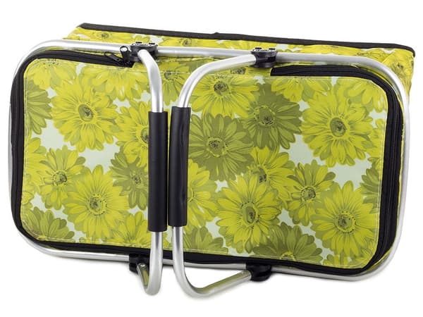 Termokurv foldbar 48x28x22 cm grøn blomster med lynlås