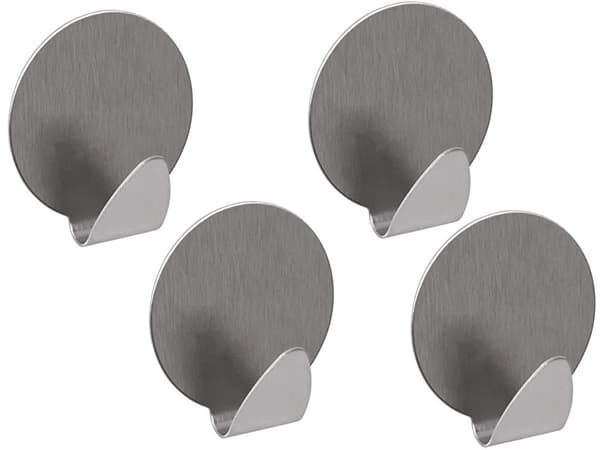 Självhäftande väggkrokar rostfritt stål 4-pack silver 4 x 3,5 cm