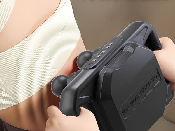 Massagepistol genopladelig USB-C 20 niveauer 4 hoveder sort/hvid