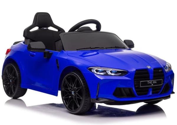 Batteridriven BMW M4 leksaksbil blå 112x57x29 cm