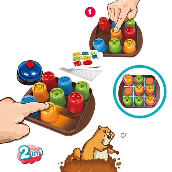 2-i-1 logikspel för barn 4+ Quick Cups & 3D Tic-Tac-Toe 2 spelare